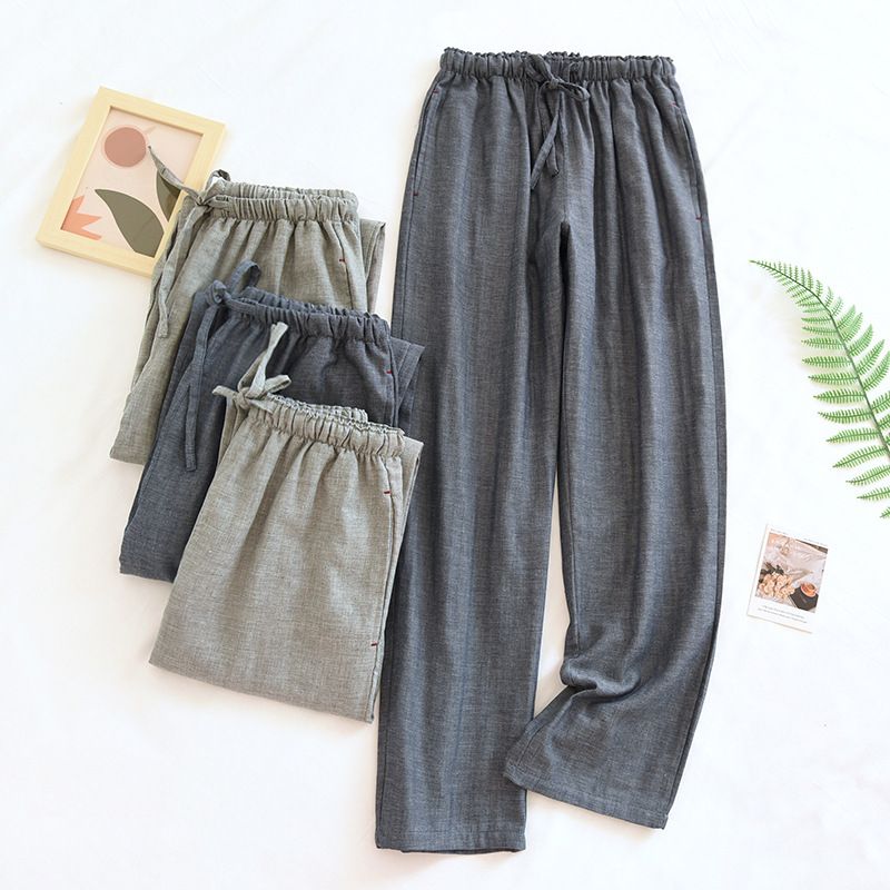 Sous-vêtements et vêtements de nuit Pyjamas Coton Double Gaze Pantalons de Maison Grande Taille Pantalons Jeunes d'Âge Moyen Simple Doux_voghion.com
