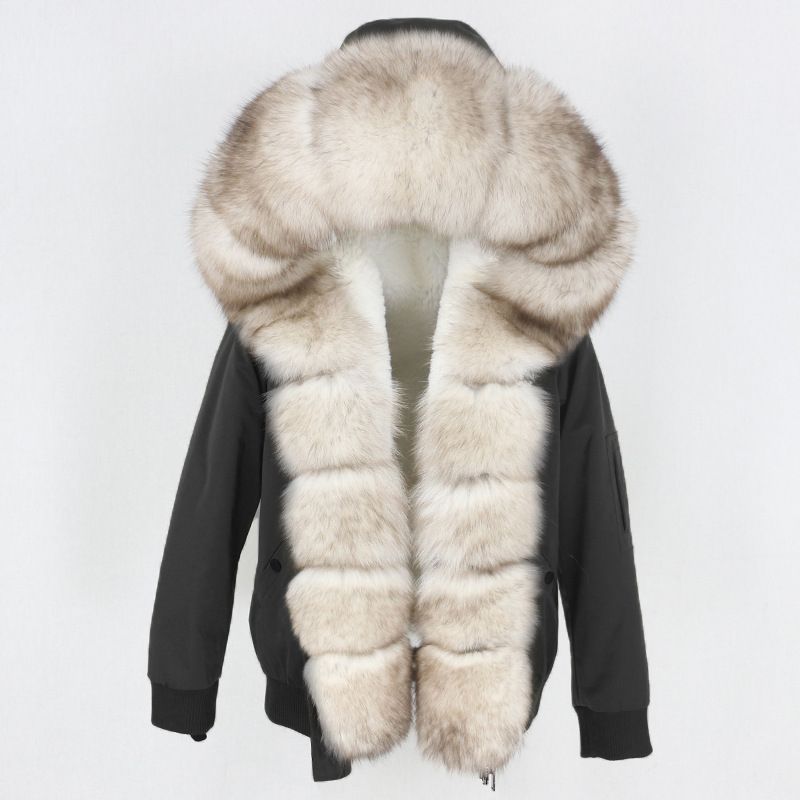 Women's Clothing Thickened Raccoon Fur Liner Removable Real Fox Fur Large Fur Collar Jacket Fur Cotton_voghion.com