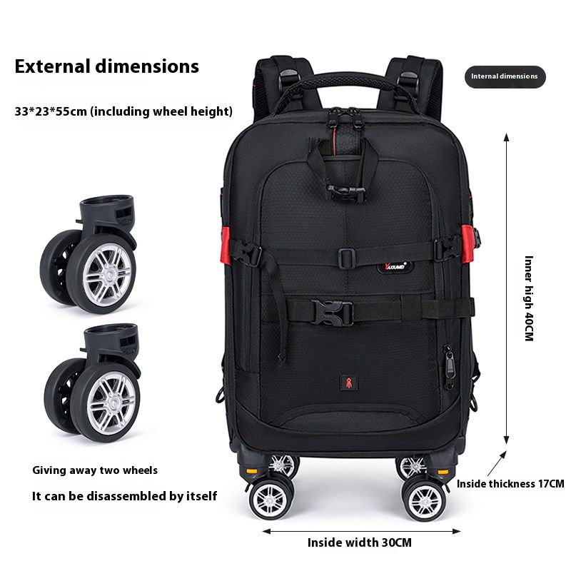Camera Bag Waterproof Professional DSLR Suitcase Bag Video Photo Digital Camera Trolley Backpack On Wheels_voghion.com
