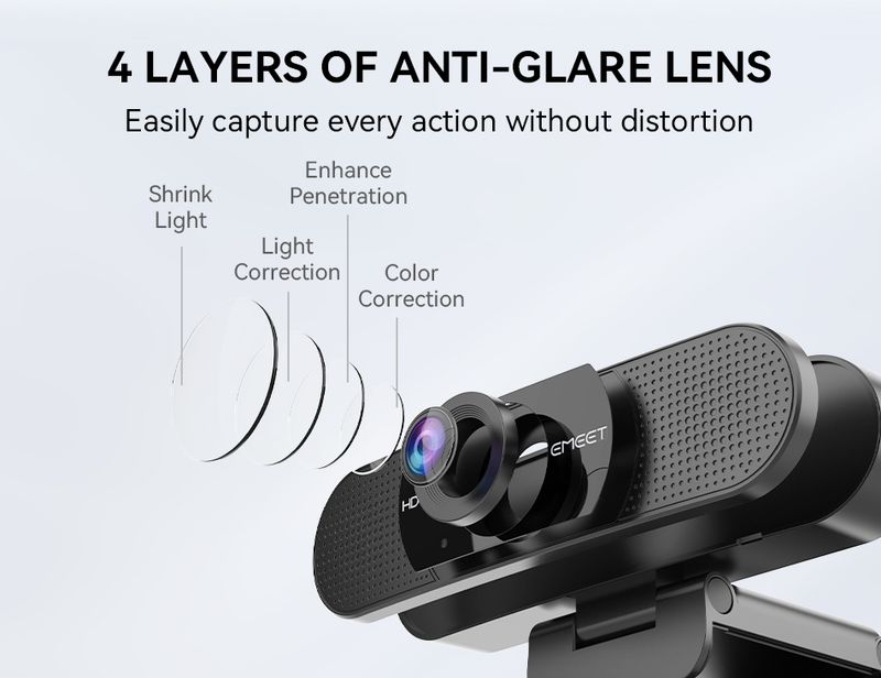 1080P Full HD Webcam USB Web EMEET Streaming Camera With Noise Cancelling Microphones For Computer Video Meetings_voghion.com