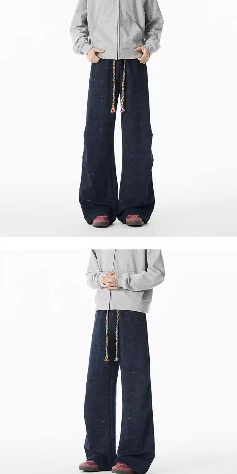 Herren-Streetwear-Cargohose mit zerrissenem Design, lockerer Passform, bequeme Jogginghose für die Freizeit_voghion.com