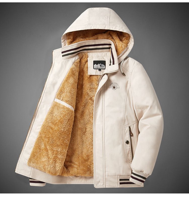 Giacca da uomo in cotone con fodera in sherpa – Cappotto invernale in pile dalla vestibilità ampia con cappuccio staccabile, indossabile su entrambi i lati (M-6XL, verde militare/kaki/blu navy/beige)_voghion.com