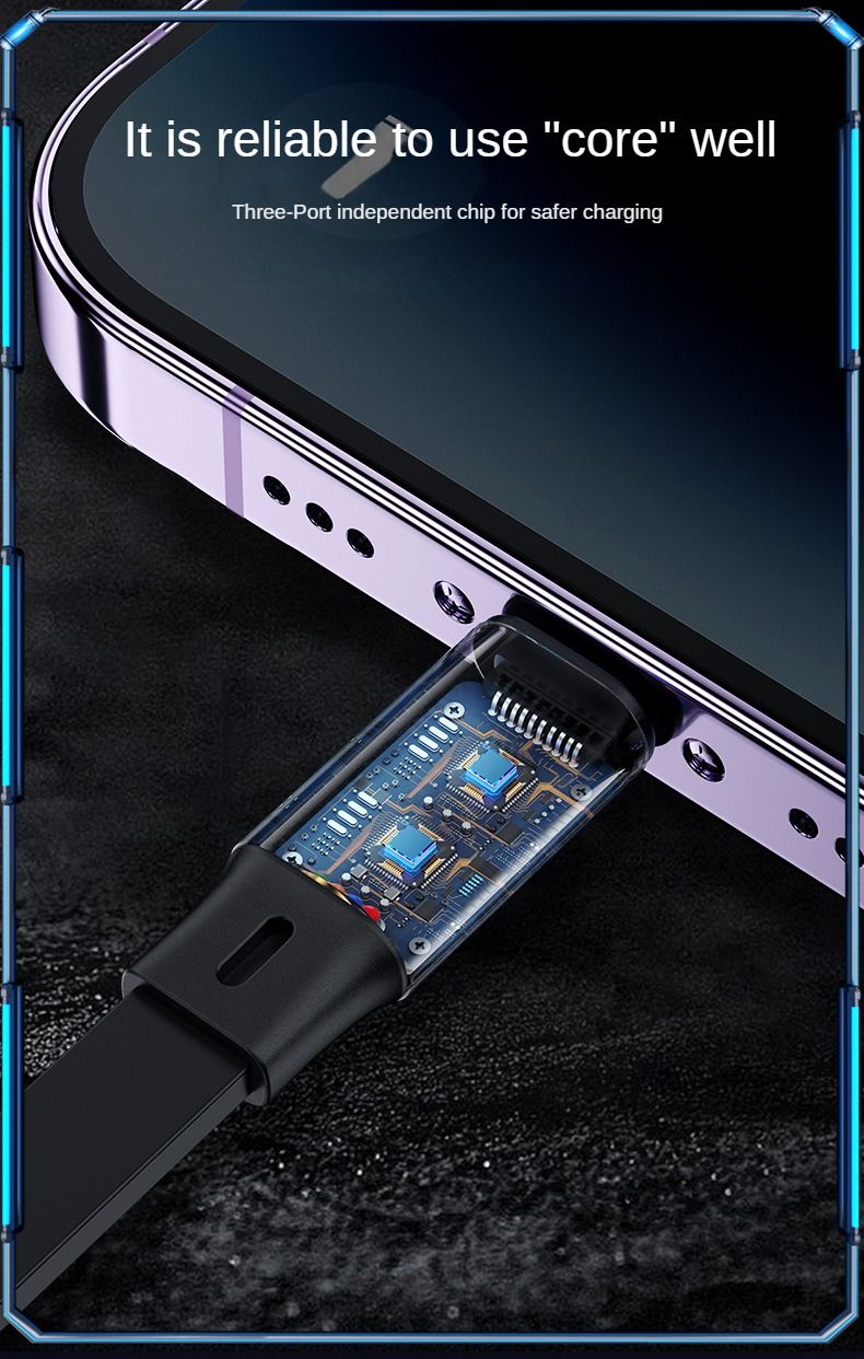 3 In 1 Multi USB Fast Charging Cable Retractable 100w Type C Charger Cord For IPhone 14 13 12 11 Pro Max Xiaomi_voghion.com