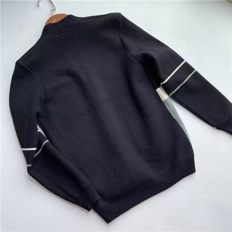 Cardigan en maille slim color-block pour homme | Pull léger (M-3XL, noir et beige)_voghion.com