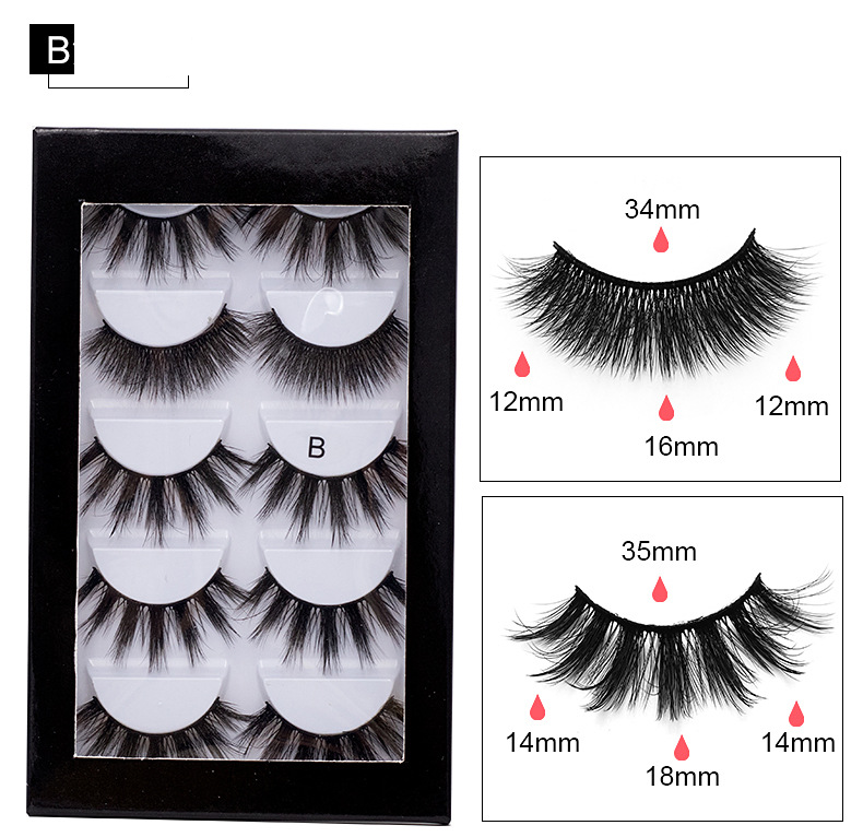 Lash extension set 5 Pairs of natural fiber false eyelashes Multi-layer three-dimensional eyelashes thick curl false eyelashes_voghion.com