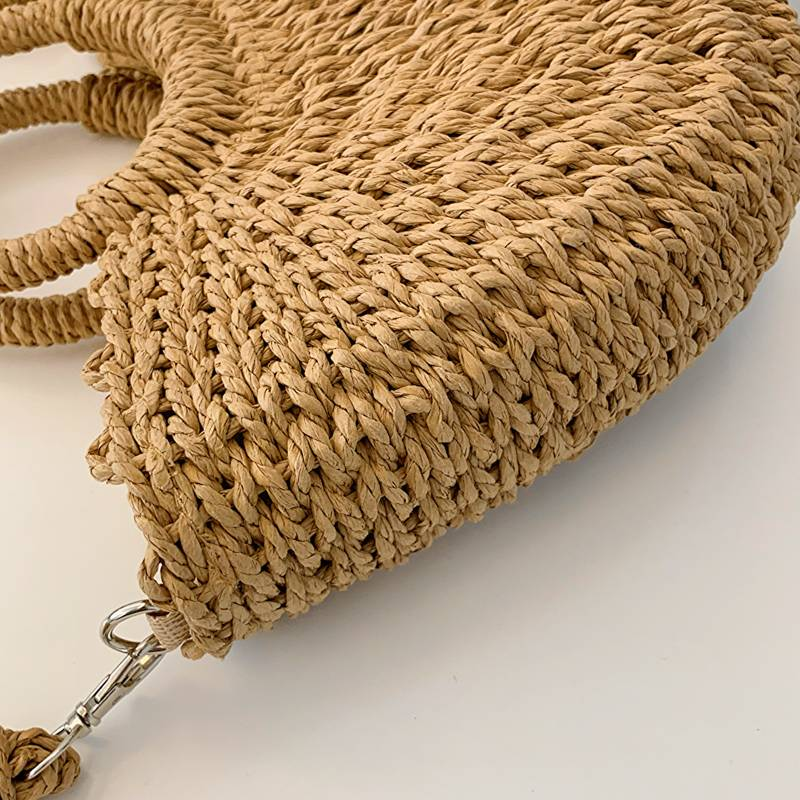 "2024 Borsa da spiaggia / borsa da campeggio in paglia squisita in stile coreano da donna nuova"_voghion.com