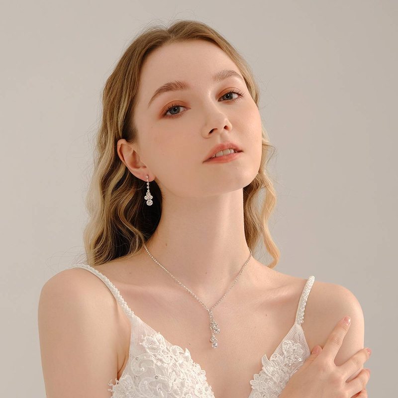 Set di due pezzi di gioielli da sposa con strass, orecchini, collane, design di nicchia, lussuose collane da sposa, accessori da sposa_voghion.com