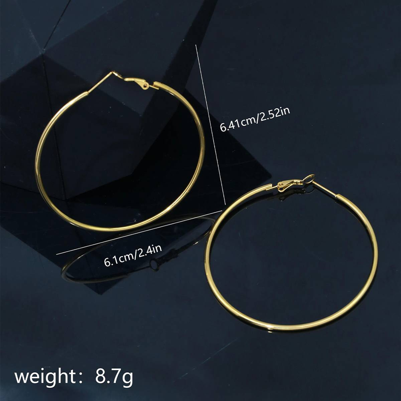 Brincos grandes exagerados de aço inoxidável simples e simples para mulheres, brincos personalizados clássicos e modernos, brincos retrô e sofisticados_voghion.com