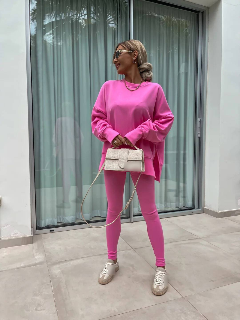 Abbigliamento da donna Autunno e inverno Tinta unita Maglione a maniche lunghe Giacca casual Tuta sportiva_voghion.com
