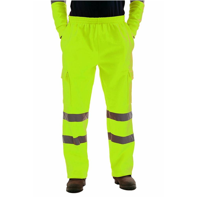 Pantalones casuales de polar con tira reflectante para uniforme de trabajador sanitario para hombre_voghion.com