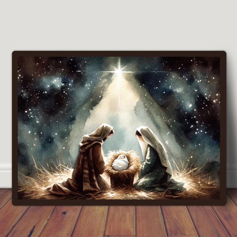 1pc Christian Nativity Scene Art Canvas Prints Painting, Jesus Birth Religious Wall Art Decor Modern Retro Poster For Living Room, Bedroom,Home Office_voghion.com