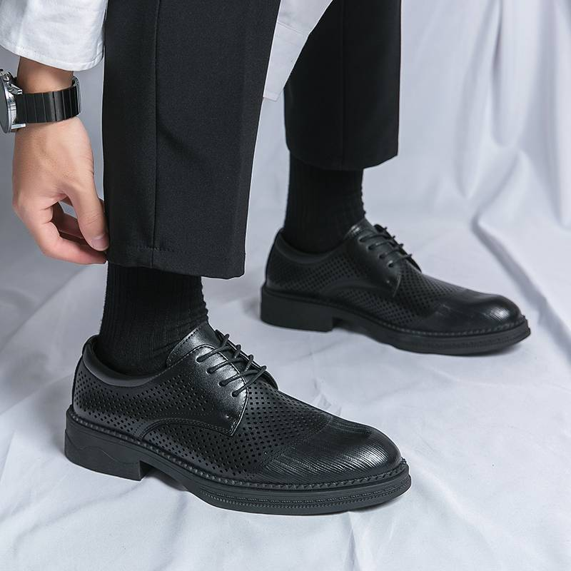 Leather Shoes Men Formal Fashionable Men'S Banquet Business Pointed Toe Low Top Leather Casual Soft Men'S Winter Cotton Shoes_voghion.com