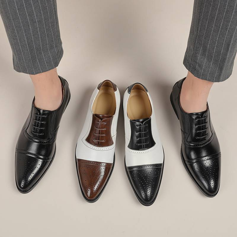 2025 Business Men Shoes Classic Leather Formal Dress Shoes For Men Breathable Pointed Toe Office Wedding Shoes Mens Oxford Shoes_voghion.com