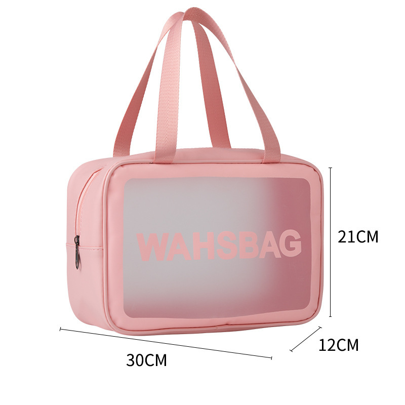 Klare, transparente Make-up-Tasche – wasserdichter Kosmetik-Organizer aus mattiertem PU mit großem Fassungsvermögen für Reise- und Schwimmutensilien_voghion.com