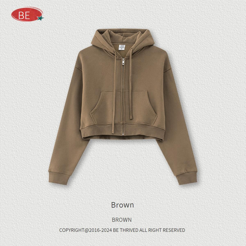 Retro-Hoodie mit Reißverschluss für Damen – Übergroßer, kurzer Pullover mit Fleecefutter, Streetwear-Freizeitjacke für Herbst und Winter_voghion.com