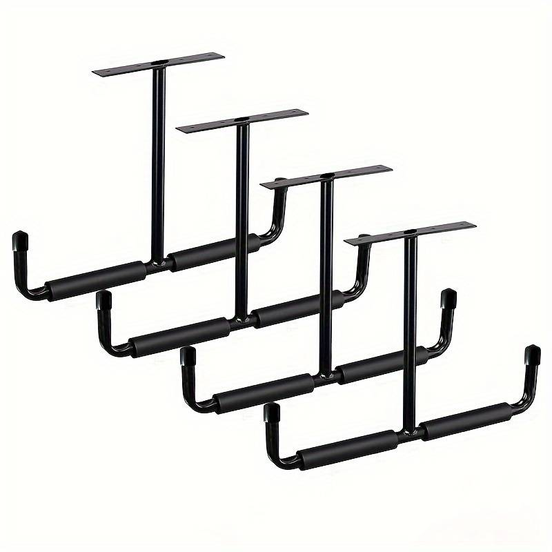 Überkopf-Garagenregale: Robuste, doppelte Deckenhaken für Angelruten, Werkzeuge, Leitern und sperrige Gegenstände (2er-Pack, Schwarz)_voghion.com