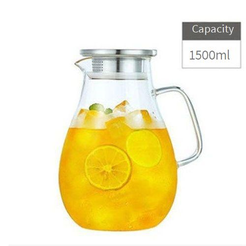 Premium Glass Pitcher With Removable Infuser - 1.5L/2L/2.5L BPA-Free Beverage Dispenser For Iced Tea, Cold Brew & Fruit Water_voghion.com