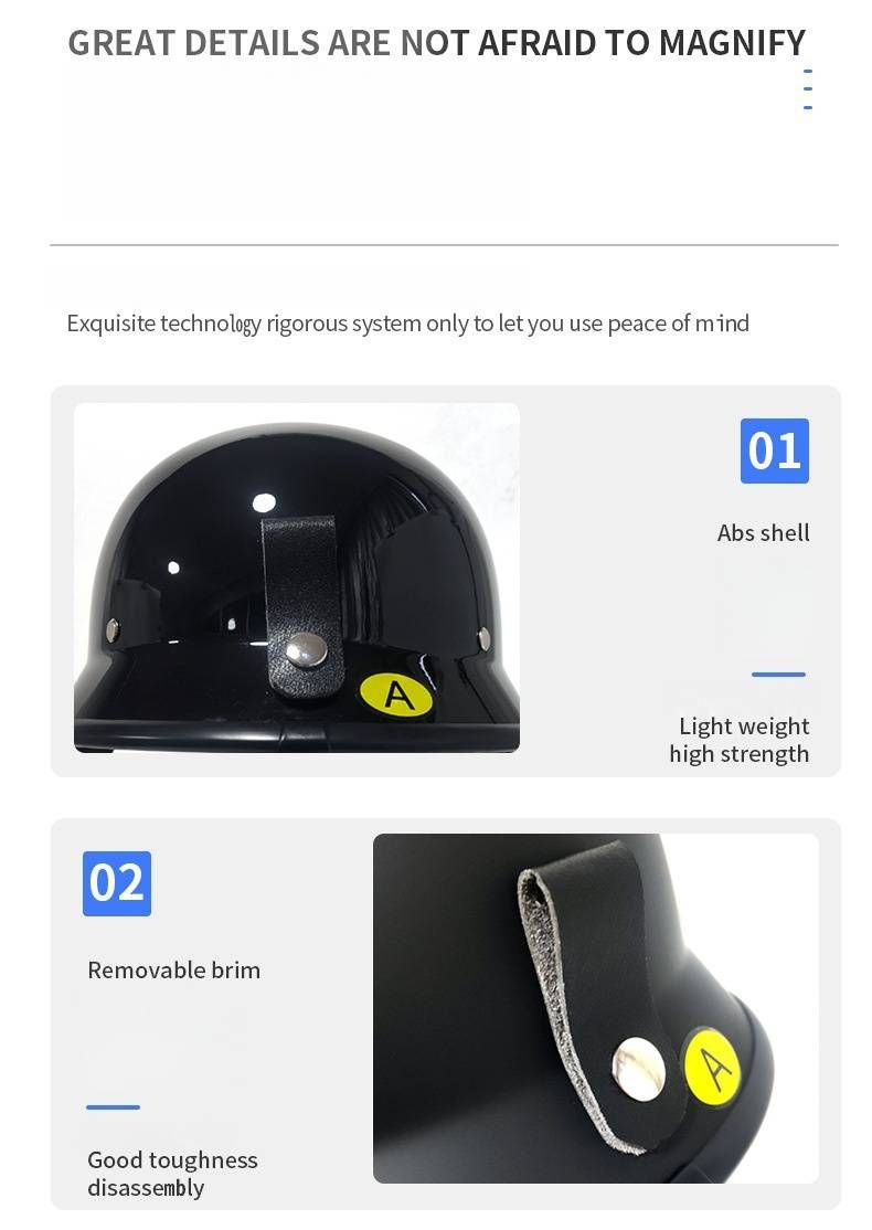 Vintage Motorcycle Half Helmet – Certified Retro ABS Shell, Matte/Gloss Colors (M-3XL) For Urban Commuters & Classic Bike Riders_voghion.com
