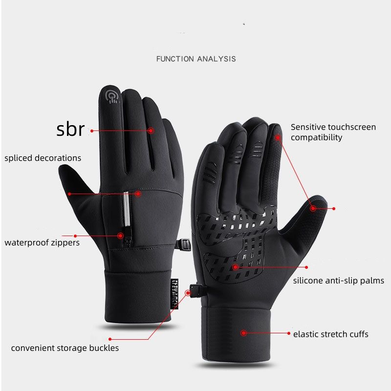 Waterproof Touchscreen Warm Fleece-Lined Thickened Gloves For Fall And Winter Outdoor Activities_voghion.com