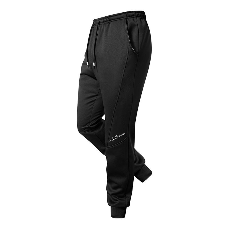 Men's Winter Fleece-Lined Jogger Pants With Embroidery - Loose Fit, Warm & Comfortable, Straight Leg, Elastic Cuffs_voghion.com