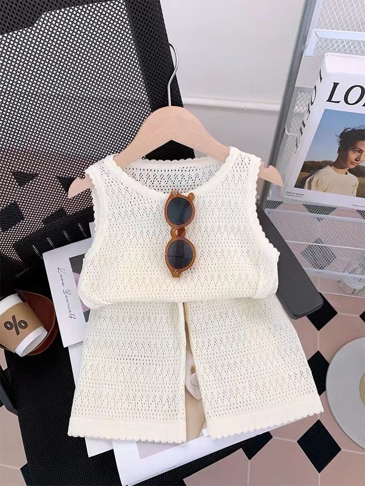 Ropa para niños Verano 2024 nuevo chaleco para niñas traje de dos piezas de punto_voghion.com