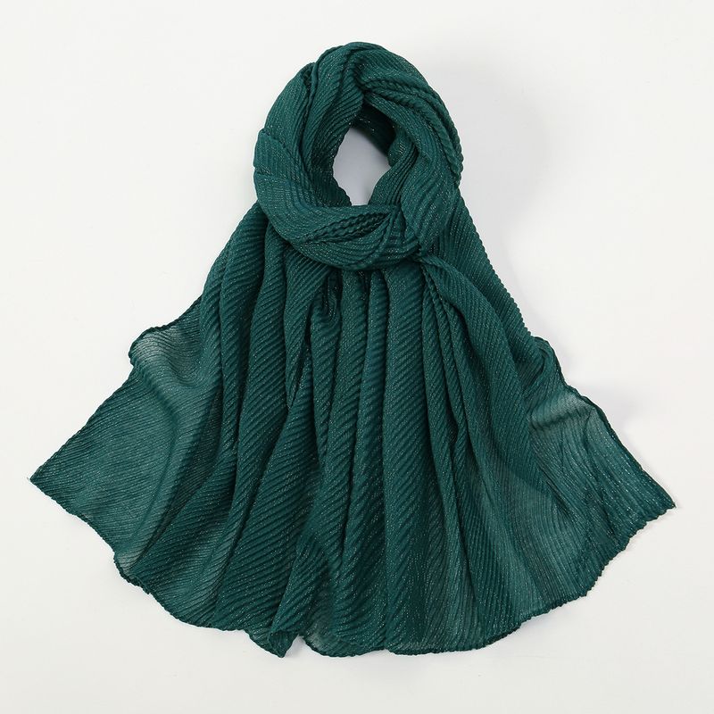 Damenschal, neu, einfarbig, schlicht, silberfarben, Seide, geknittert, lang, elegant, Retro-Stil, ethnisch, modisch, schlicht, vielseitig kombinierbar_voghion.com