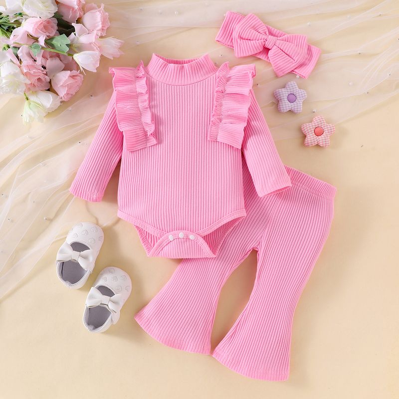 Pantaloni a zampa d'elefante multicolori a maniche lunghe a coste per mamma e bambini_voghion.com