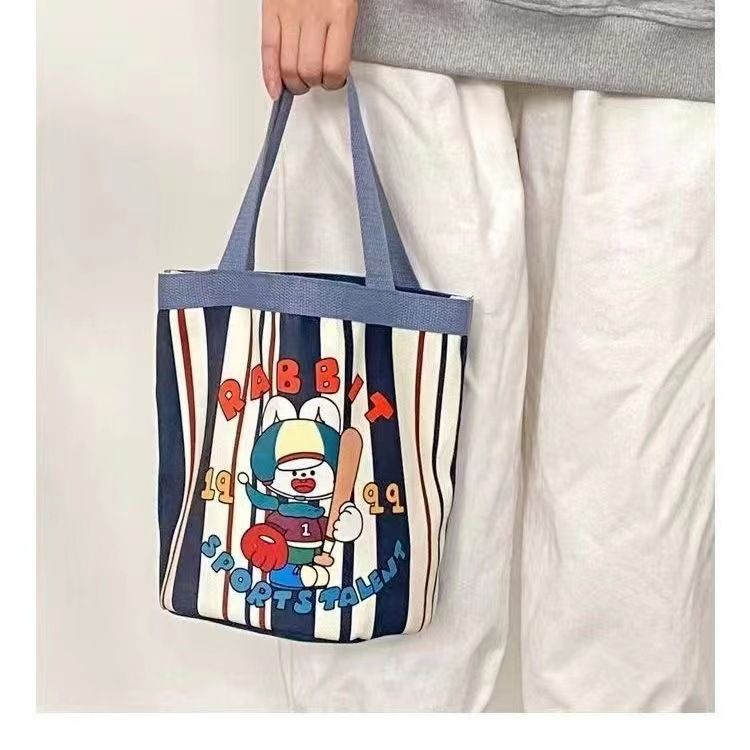 Borsa per il pranzo portatile in tela con stampa a cilindro, stile coreano, stile graffiti, per mamma_voghion.com