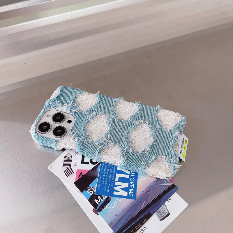 Capa de celular estilo jeans adequada para iPhone14 Apple 13promax capa de celular criativa 12 renda 11 modelo feminino_voghion.com