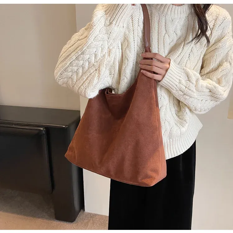 Borse a tracolla vintage da donna, grandi capacità, tinta unita, semplici, casual, da pendolare, retrò, per la spesa_voghion.com