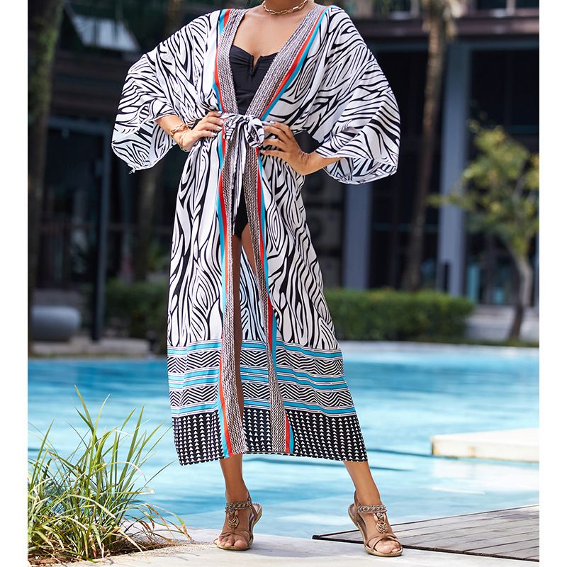 Strand-Kimono aus weicher Baumwolle für Damen – Leichter Sonnenschutz-Bademode-Überwurf für Urlaub, Pool, Bikini und Resort_voghion.com
