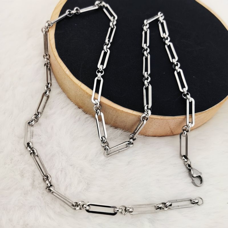 Titanium Steel Necklace Without Pendant Plain Korean Style Personality Trendy Men's Versatile Snake Bone Hip Hop Chain_voghion.com