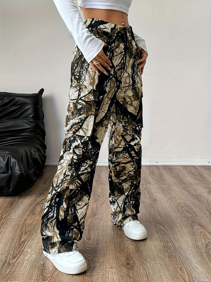 Ropa de mujer Nuevos pantalones casuales estampados para mujer Monos rectos de moda_voghion.com