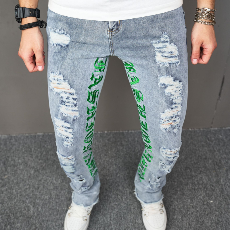 Herr Bootcut Broderi Moderiktiga Leggings_voghion.com