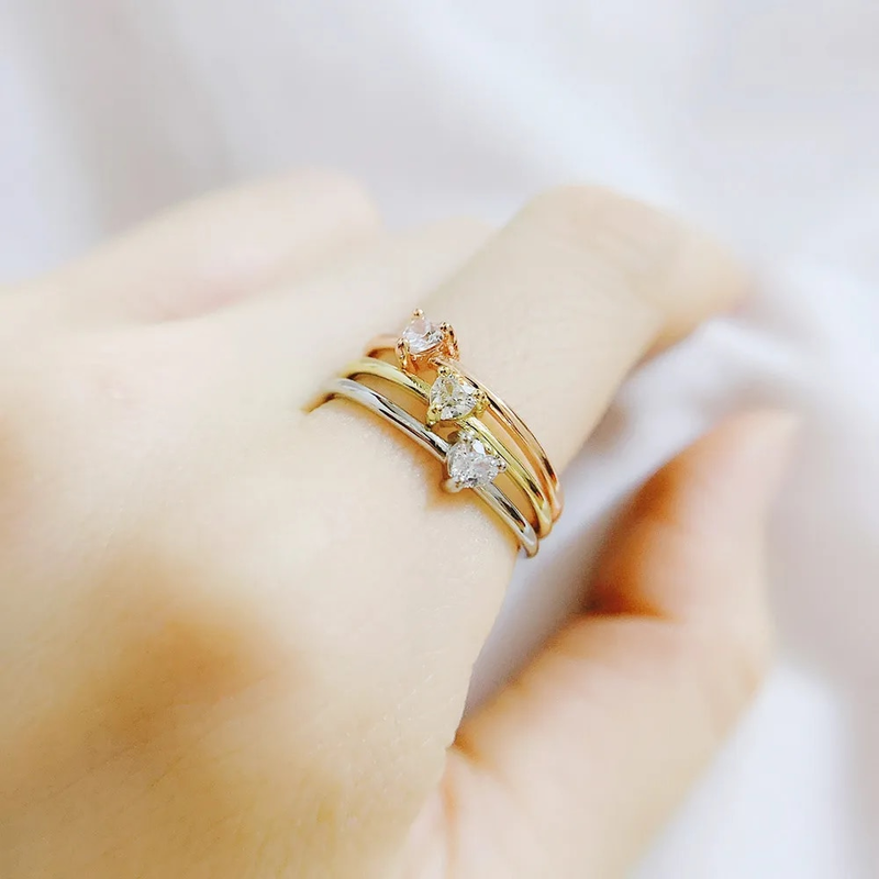 Anelli pronti in magazzino per le donne Anello di fidanzamento con piccolo cuore a forma di oro color matrimonio Gioielli di moda romantica Zircone_voghion.com