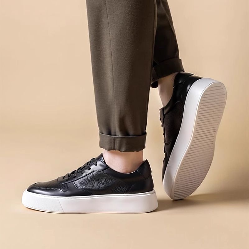 New Style 2025 New Breathable Leather Sneakers High-End Trendy Versatile Fashion Light Luxury Casual Men's Shoes_voghion.com