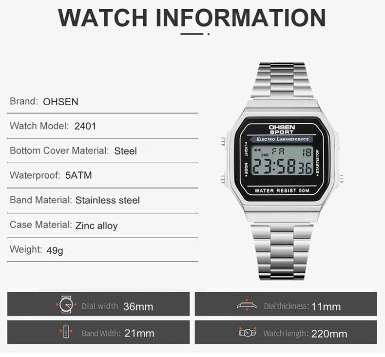 Women's Gold Stainless Steel Strap Electronic Alarm Clock Calendar Week Waterproof Watch_voghion.com