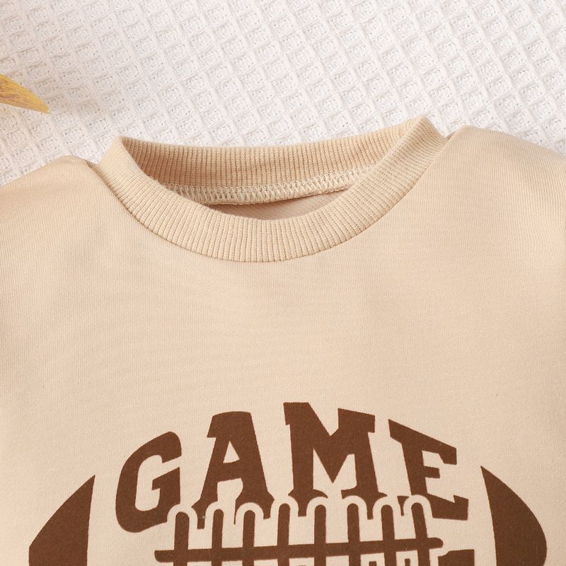 Abbigliamento per neonati Felpa con cappuccio da rugby stampata a due pezzi a maniche lunghe per neonato + tuta pantalone tinta unita per bambini_voghion.com