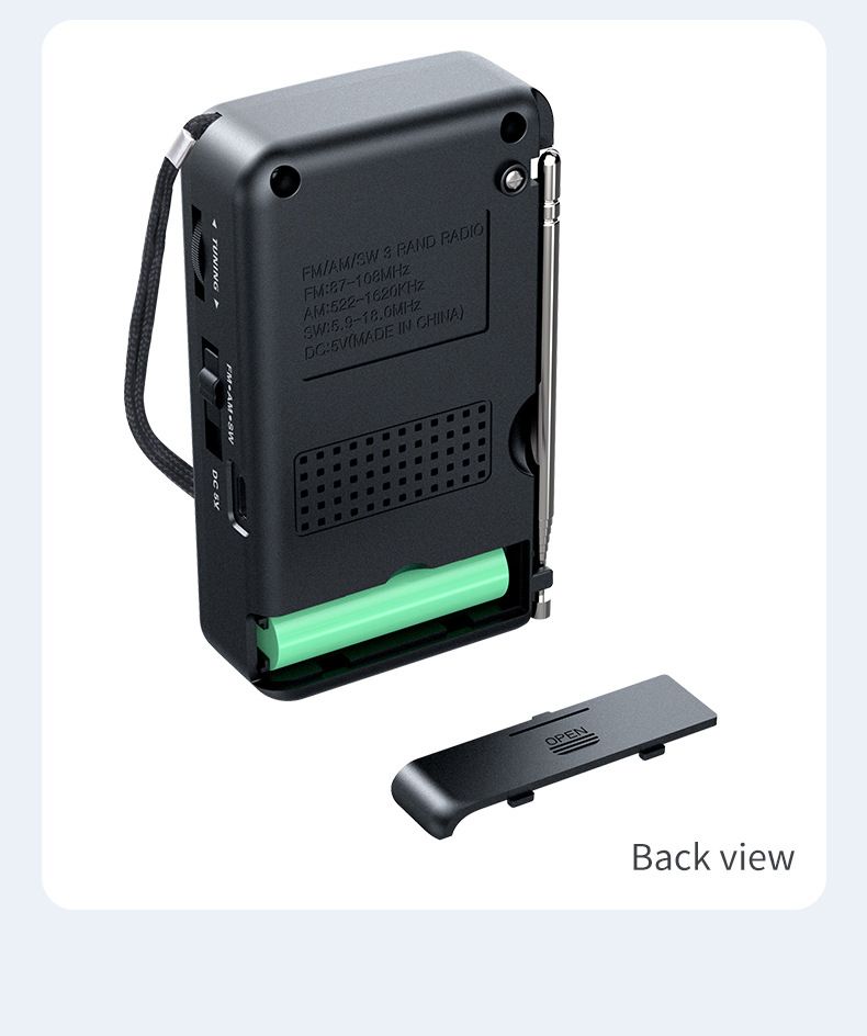 Rádio FM AM SW Pocket All Band com melhor recepção, operado por bateria, com busca automática e tela HD para idosos_voghion.com