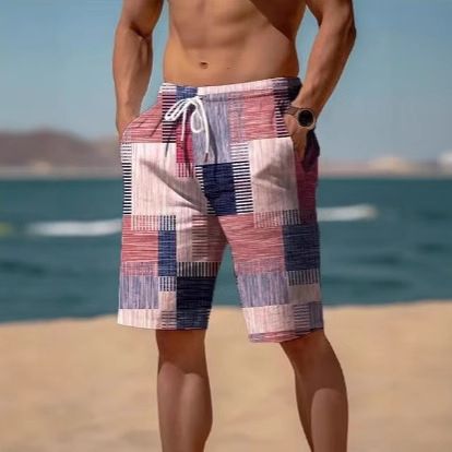 Unbeatable Quality Unbeatable Quality New Summer Breathable Hawaiian Beach Pants 3D Printed Checkered Pattern Men's Shorts_voghion.com