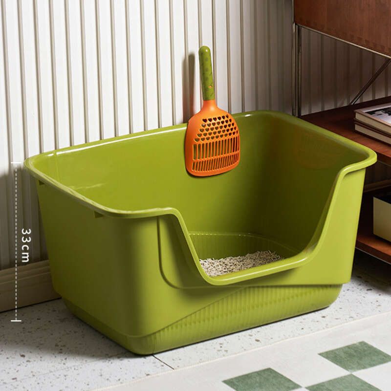 Grande toilette da asporto semichiusa, contenitore per feci anti-schizzi di grandi dimensioni, con paletta per lettiera per gatti inclusa_voghion.com