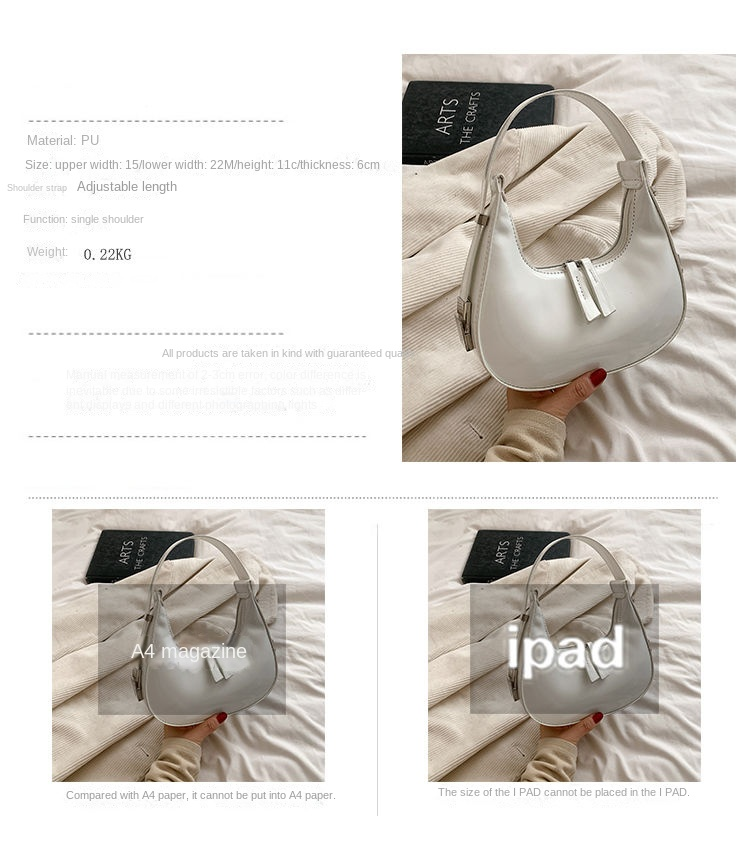 High-end texture niche bag female 2023 summer new fashion patent leather bright handbag shoulder underarm bag_voghion.com