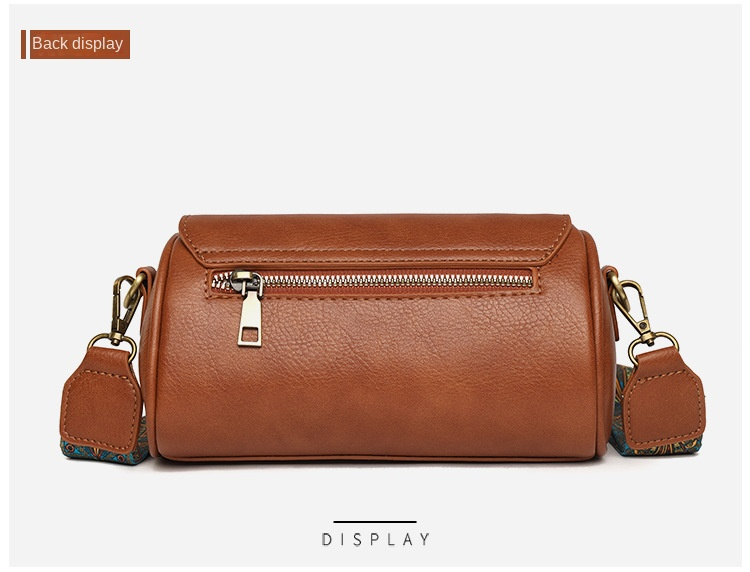 Borsa a cilindro a tracolla a tracolla a tracolla larga con peplo semplice in pelle morbida retrò di lusso leggero_voghion.com