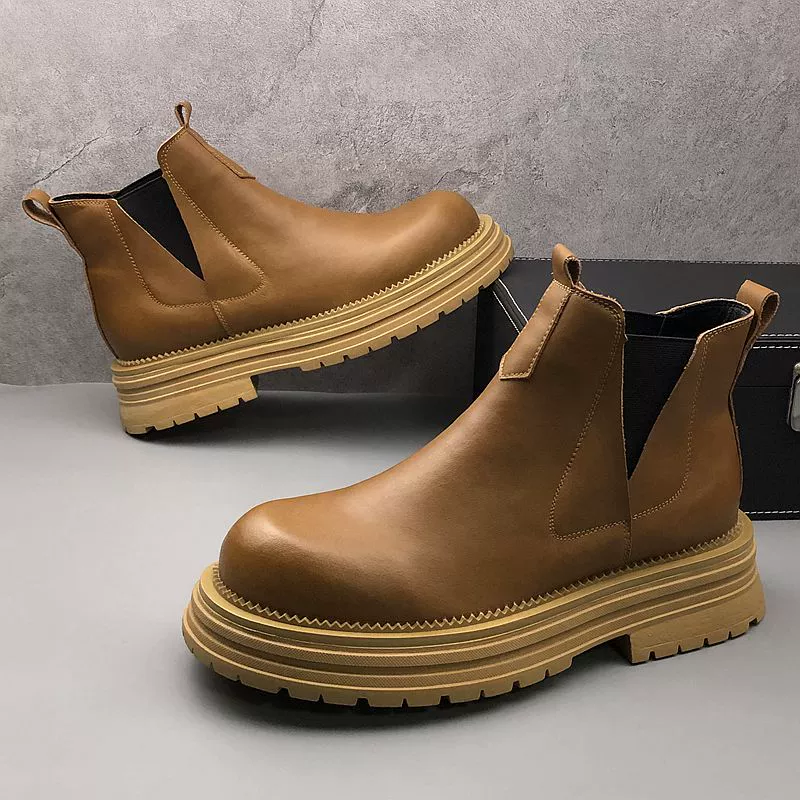 Ghete de piele cu vârf înalt pentru bărbați, toamnă-iarnă, noi, cizme Martin, stil britanic, tendință retro, cizme cowboy pentru bărbați, cizme Martin retro_voghion.com