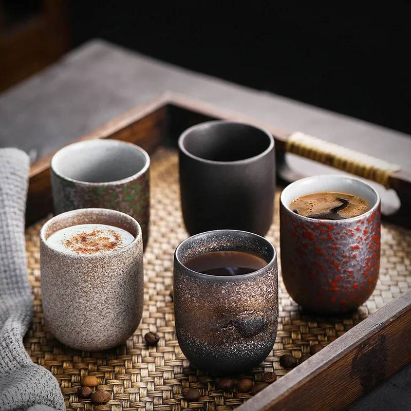 Mini xícaras de chá retrô 100ml canecas de café de cerâmica grossa_voghion.com