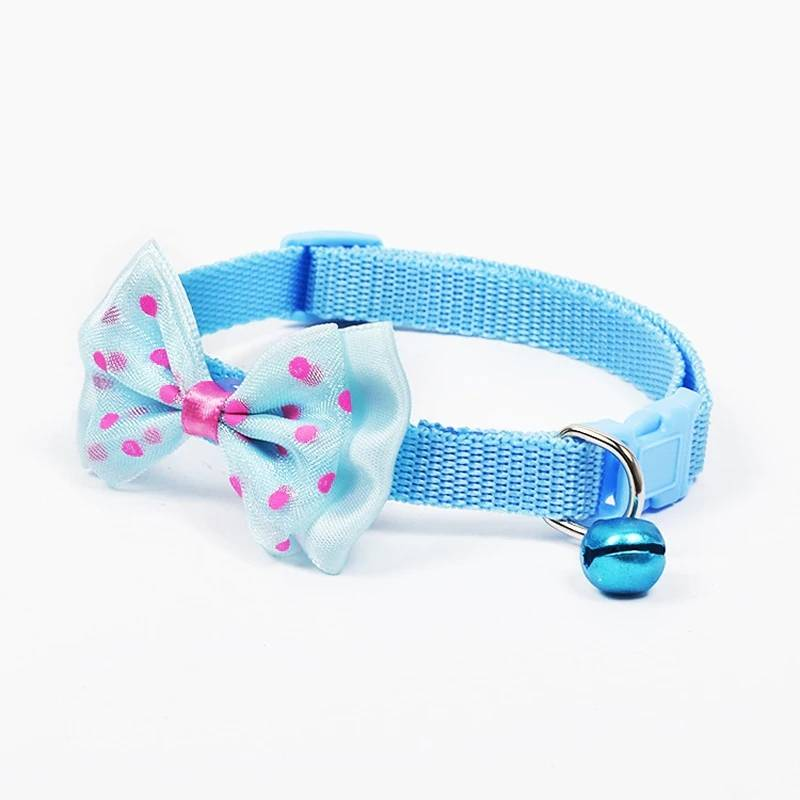Adjustable Bow Knot Bell Collar Cat Dog Collars_voghion.com