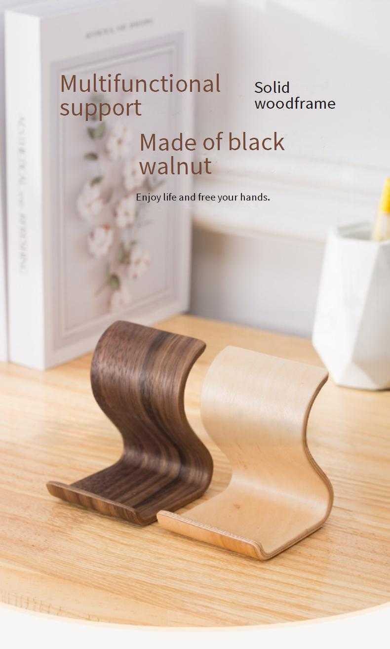 Handcrafted Walnut/Birch Phone Stand – Universal Dock For IPhone, IPad, Tablets – Sturdy Desktop Holder For Hands-Free Viewing (Small/Large)_voghion.com