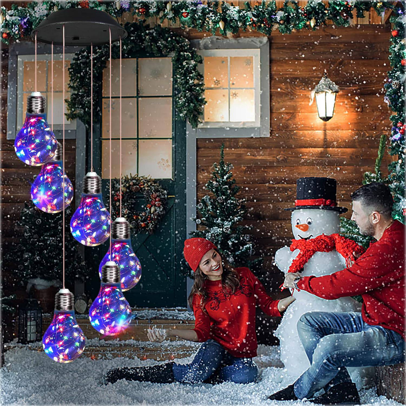 Luzes de sino de vento solar de 6 LEDs – Luzes decorativas para áreas externas para jardim, pátio e decoração de feriados (à prova d'água, design de concha preta, autonomia de 6 a 12 horas)_voghion.com