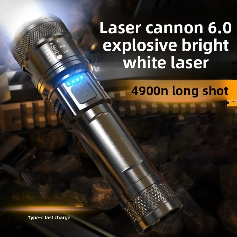 Lanterna LED – Zoom de 1000 lm, recarregável via USB-C, bateria de 1200 mAh, feixe de longo alcance de 500 m para uso externo e em emergências_voghion.com