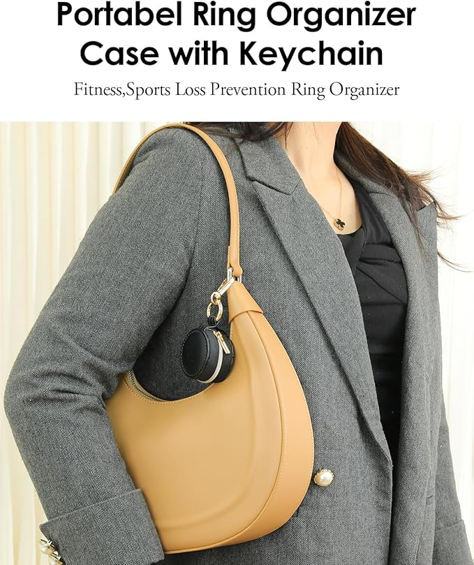 Mini Travel Jewelry Storage Box, Circular Zipper Jewelry Box With Keychain, Earring Storage Box, Small Accessory Travel Box, Keychain Mini Bag_voghion.com